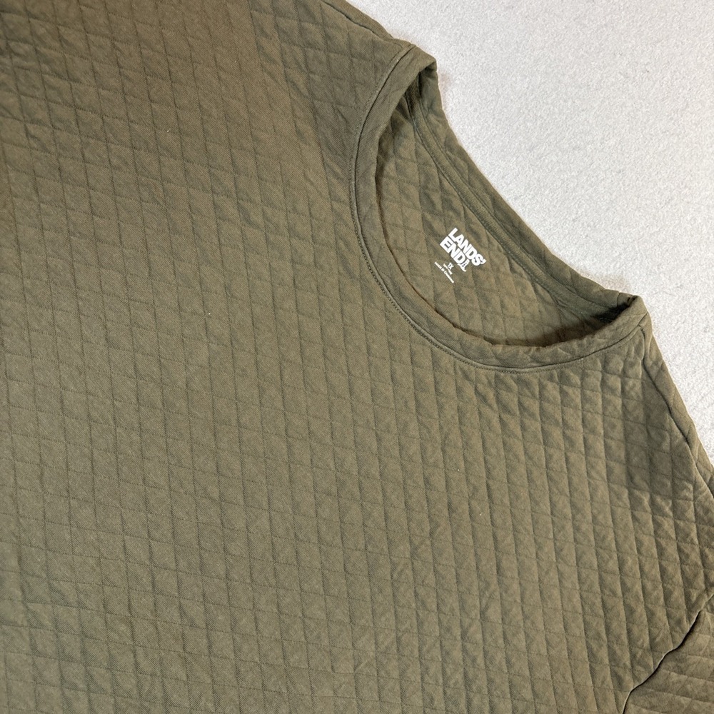 Lands' End Women's Quilted Pullover Top 3/4 Sleeve Green Size 1X